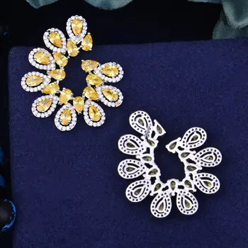 GODKI Elegantné Páva Kvet Plný Micro Cubic Zirconia Pripraviť Ženy, Svadobné Zapojenie Náušnice Šperky Závislosť
