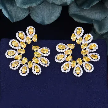 GODKI Elegantné Páva Kvet Plný Micro Cubic Zirconia Pripraviť Ženy, Svadobné Zapojenie Náušnice Šperky Závislosť