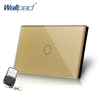 Gold 1 Gang 2 Spôsob Remote Touch Prepínač Wallpad NÁS/AU Krištáľové Sklo Vodotesný Led Indikátor 2 tak Vzdialený Spínač S Regulátor