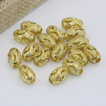 Gold-farba barel trubice tvaru príslušenstvo 10pcs charms dištančné duté guľôčky frost matný duté 7*11 mm elegantné zistenia B2565
