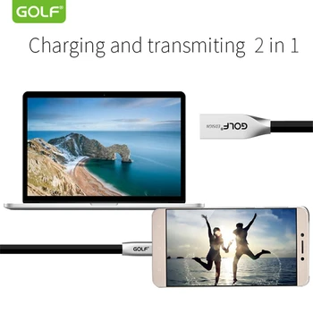 GOLF 1m Zliatiny Zinku TPE Ploché Rezance USB Sync Dátový Nabíjací Kábel Pre iPhone 5 6 7 8 Plus X Samsung S6 S7 LG G3 G4 Nabíjačku Drôt