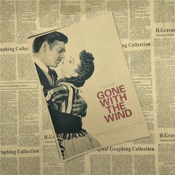 Gone With the Wind starého auta HD Vintage Kraft Papier filmový Plagát Retro Stenu, Nálepky, Obývacia Miestnosť, Bar, Kaviareň, Dekoratívne Maľby