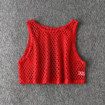 GOPLUS Sexy Čierna/Červená Duté Z Oka T-shirt Žena Voľné Plodín Top 2018 Módne Letné Základné Topy Pre Ženy Sieťované Tričko C4114