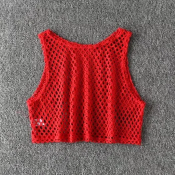 GOPLUS Sexy Čierna/Červená Duté Z Oka T-shirt Žena Voľné Plodín Top 2018 Módne Letné Základné Topy Pre Ženy Sieťované Tričko C4114