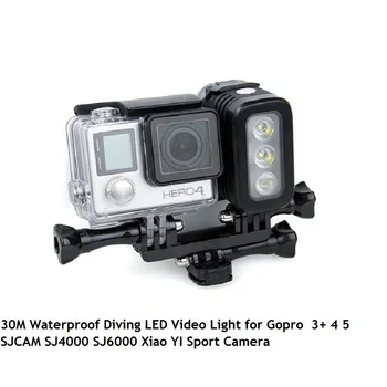 Gopro 30 M Vodotesné Podvodné Potápanie LED Video Svetlo pre Gopro Hero 1 2 3 3+ 4 5 SJCAM SJ4000 SJ6000 Xiao YI Šport Fotoaparát