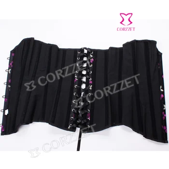Gothic Oblečenie Black Satin Výšivky Corpetes E Espartilhos Sexy Feminino Ženy Korzet Top Lady Chudnutie Corpet Corselet Corse