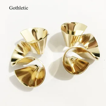 Gothletic Značky Zlatá Farba Prehnané Veľké Krivky Zložené Kovové Vyhlásenie Stud Náušnice pre Ženy Brincos Fashion Party Šperky