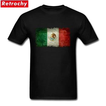 Grunge Mexiko Vlajka Tee Tričko Chlapcov Klasické Krátky Rukáv Priateľ Tee Tričko Big Veľkosť