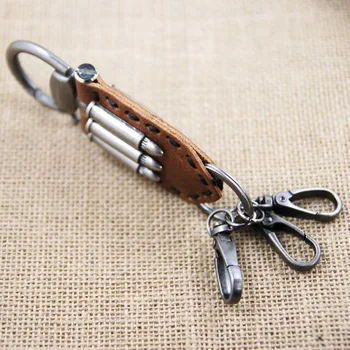 Guľka model keychain kľúča držiteľa originálny kožený retro kľúč reťazca krúžok na kľúče kvalitné portachiavi chaveiro llaveros hombre