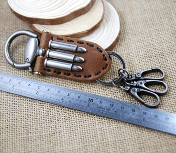 Guľka model keychain kľúča držiteľa originálny kožený retro kľúč reťazca krúžok na kľúče kvalitné portachiavi chaveiro llaveros hombre