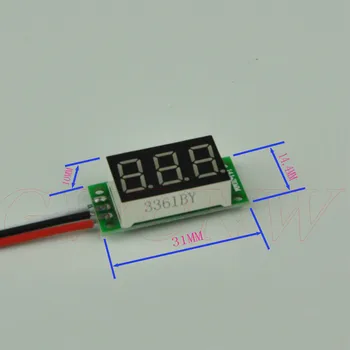 GWUNW BY336V DC 0-99.9 V (100V) 3 bit 0.36 palcový digitálny voltmeter Panel Meter červená modrá zelená žltá