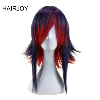 HAIRJOY Modrá Zmiešaný Červený Kostým Parochňu Stredná Dĺžka Syntetické Rovno Ombre Hair Cosplay Parochne 2 Farby k Dispozícii Doprava Zadarmo