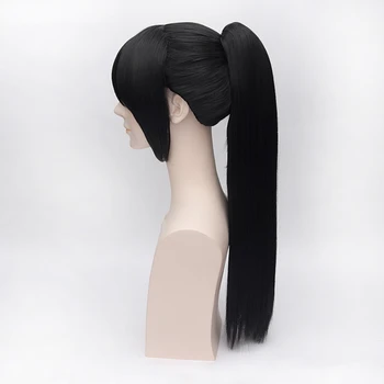 Hakuouki Yukimura Chizuru Cosplay Parochne pre Ženy Muž Unisex Syntetické Vlasy Parochňa 60 cm Dlhé Rovné Chvost Čierne Doprava Zadarmo