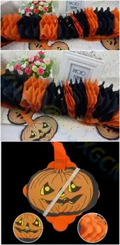 Halloween bar Príslušenstvo strana DIY dekorácie 3D Spider tekvica ghost netopierov papier reťazca Garland banner vytiahnuť kvety Rekvizity