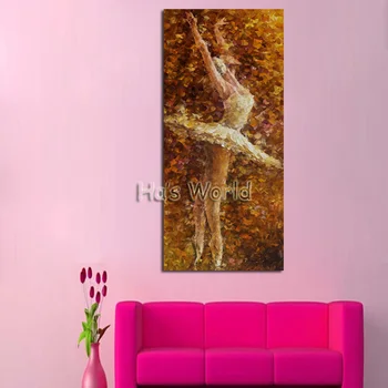 Handpainted Kvalitné olejomaľby Na Plátne Krásna Balet Girl Obrázky Plátno na Stenu Umenie Nôž Domov Dector