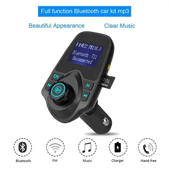 Handsfree Bluetooth Súprava do Auta FM Vysielač FM Modulátor Rádio Hudby Auto mp3 Prehrávač, Aux in s dvomi USB nabíjanie TF Card