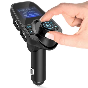 Handsfree Bluetooth Súprava do Auta FM Vysielač FM Modulátor Rádio Hudby Auto mp3 Prehrávač, Aux in s dvomi USB nabíjanie TF Card