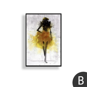 HAOCHU Moderné Abstraktné Údaje Maľovanie Tanečník Dievča Tlačené na Plátno Minimalistický Múr Umenia pre Home Decor Č Rám Tvorba Darček