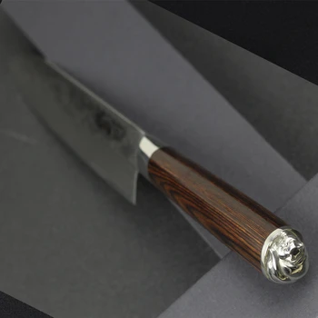 HAOYE 7 palcový damasku santoku nôž Japonské kuchynské nože damasku ocele vg10 sushi ryby, nôž 2018 nové krásna socha darček