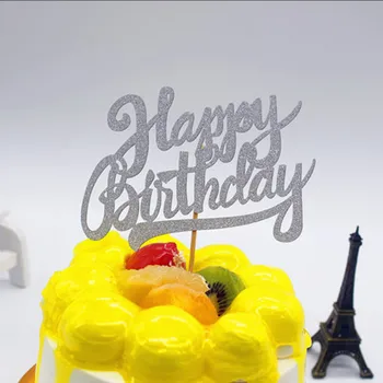 Happy Birthday Cake Vňaťou Vlajky Party Dekor Feliz Stromček Papier Lesk Cupcake Tortu Vňaťou Baby Sprcha Strany Pečenie Dekor Deti