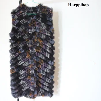 Harppihop 2017 prírodné králik kožušiny pletené vesty nové šesť farieb kvalitné lady Rex kožušinové bundy underwaist bez rukávov kožušiny vesta