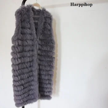 Harppihop 2017 prírodné králik kožušiny pletené vesty nové šesť farieb kvalitné lady Rex kožušinové bundy underwaist bez rukávov kožušiny vesta
