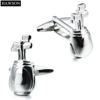 HAWSON Šperky Golfový Bag manžetové gombíky Kravata Klipy Nastaviť pre Pánske Tričko Strieborná Farba francúzsky Šaty Tlačidlo