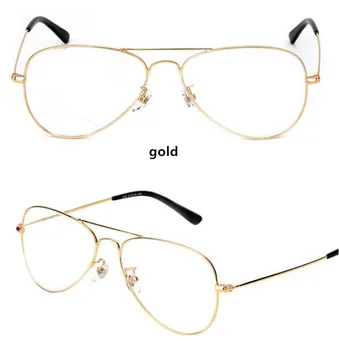 HBK Klasické Číre Okuliare Zlatý Rám Retro Slnečné okuliare, Ženy, Mužov, Optické UV400 Letectva lupa 