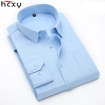 HCXY 2017 vysoko kvalitné klasické obchodné pánske košele s dlhým rukávom Bežné Kancelárske tričko pre mužov plus veľkosť 5xl košeľu