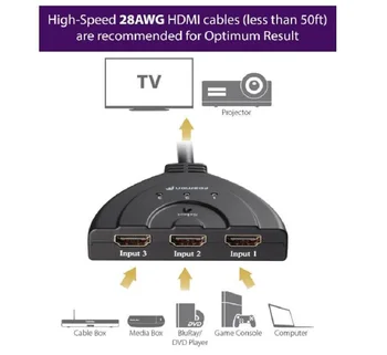 HD 3-Port HDMI Switch s Pigtail Kábel