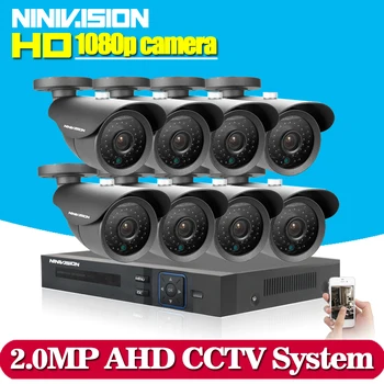 HD 8CH 1080P KAMEROVÝ Bezpečnostný Systém 8PCS 3000TVL IČ Vonkajšie AHD 1080N kamerový 2.0 MP Bezpečnostné Kamery 8 kanálový DVR Auta