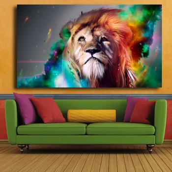 HD Obraz Abstraktné Farebné Lev Wall Art olejomaľba na Plátne Vytlačí Zvierat Obrazy Pre Obývacia Izba Domáce Dekorácie bez rámu