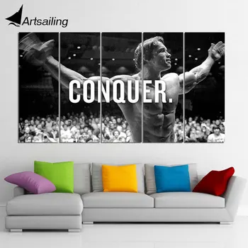 HD tlač 5 ks plátno umenie Arnold Schwarzenegger Dobyť moderného domova obrazov na stenu pre obývacej izby obraz-CU-696