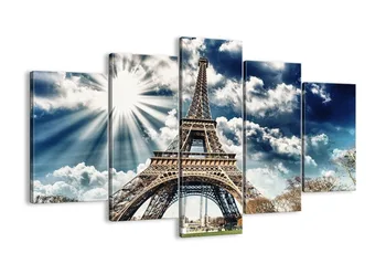 HD Tlače 5 panles Plátno na Maľovanie Eiffelova Veža Stene Nálepku, Svit Obrázky Vytlačiť Plagát pre Moderné Dekorácie Obrázok