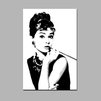 HD Tlače Čierny s Bielym Audrey Hepburn Portrét na Plátno na Stenu Umenie Obrázok Pop Art Obrazy na Obývacia Izba Cuadro Dekorácie
