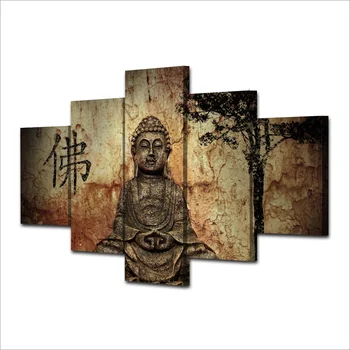 HD Vytlačené 5 kus plátna umenie Buddha maľby na steny pre spálne obývacia izba zen modulárny pictures /ny-2893