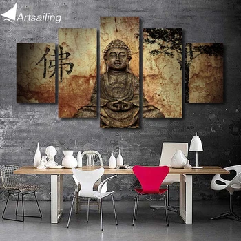 HD Vytlačené 5 kus plátna umenie Buddha maľby na steny pre spálne obývacia izba zen modulárny pictures /ny-2893