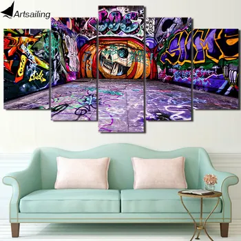 HD Vytlačené graffiti umenia 5 kus plátno na maľovanie na stenu art izba dekor plagát plátno umenie fialová doprava Zadarmo/ash437