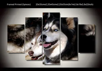 HD Vytlačené husky psov 5ps obrázok maľovanie na stenu umelecké Plátno Tlačiť izba dekor plagát plátno doprava Zdarma/do-312
