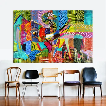 HDARTISAN Wall Art Decor olejomaľba na Plátne Obrazy Divokých Slonov a Dieťa Abstraktné pre Obývacia Izba Č Rám