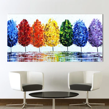 HDARTISAN Wall Art Plátno olejomaľba Rainbow Strom obrazov na Stenu Pre Obývacia Izba Domova Bez Rámu
