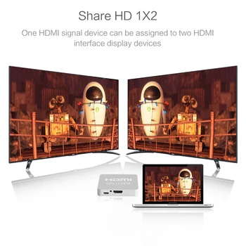 HDCP 4K HDMI Splitter Full HD Video 1080p HDMI Prepínač Prepínač 1X2 Split 1: 2 Z Zosilňovač Duálne Zobrazenie Na HDTV DVD PS3, Xbox