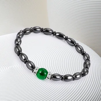 Hematite Green Opal magnetický Náramok Pre Ženy, Mužov Zlo Korálky Oko handmade Náramky korálkové šperky Mužov