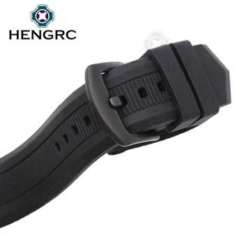 HENGRC Gumy Watchband 22 mm Mužov Čierne Športové Potápanie Silikónové Hodinky Kapela Remienok z Nerezovej Ocele Kovový Kolík Pracky Náramok