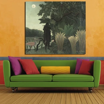Henri Rousseau Krajiny olejomaľba Orangutans a Hady Za Mesiac Plátno, Vytlačí Zvierat Obrázok Wall Art Domova