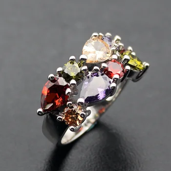 Hermosa Šperky Rainbow Peridot Granát Morganite Mulit 925 Sterling Silver Krúžky 8#