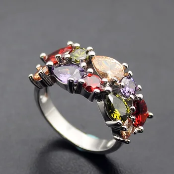 Hermosa Šperky Rainbow Peridot Granát Morganite Mulit 925 Sterling Silver Krúžky 8#
