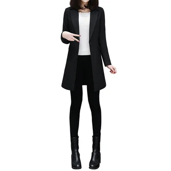 High end dámske jednofarebné sako Feminino veľkostiach S-3XL žien bunda, sako čierne dámske dámy kabát office TB101