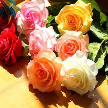 High-grade Simulácia Mokré Rose Čerstvé Ruže, Umelé Kvety, Viacfarebná Skutočný Dotyk Ruže, Kvety, Domáce Dekorácie Na Svadbu