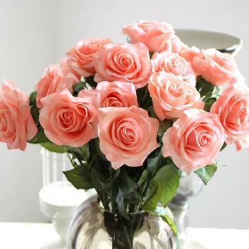 High-grade Simulácia Mokré Rose Čerstvé Ruže, Umelé Kvety, Viacfarebná Skutočný Dotyk Ruže, Kvety, Domáce Dekorácie Na Svadbu